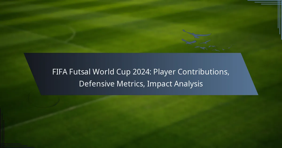 FIFA Futsal World Cup 2024: Player Contributions, Defensive Metrics, Impact Analysis