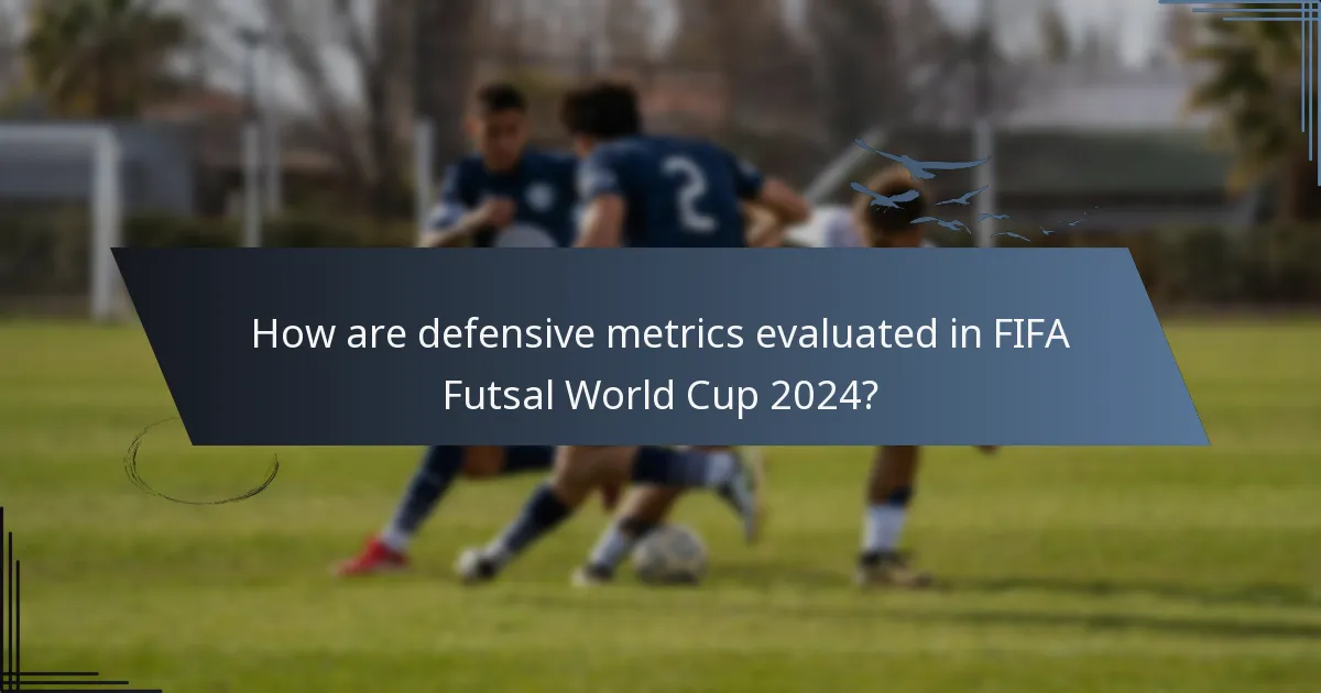 How are defensive metrics evaluated in FIFA Futsal World Cup 2024?
