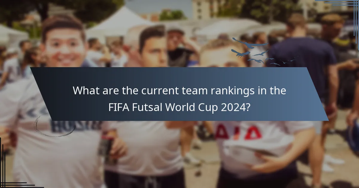 What are the current team rankings in the FIFA Futsal World Cup 2024?