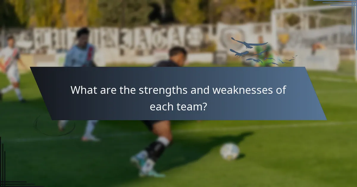 What are the strengths and weaknesses of each team?