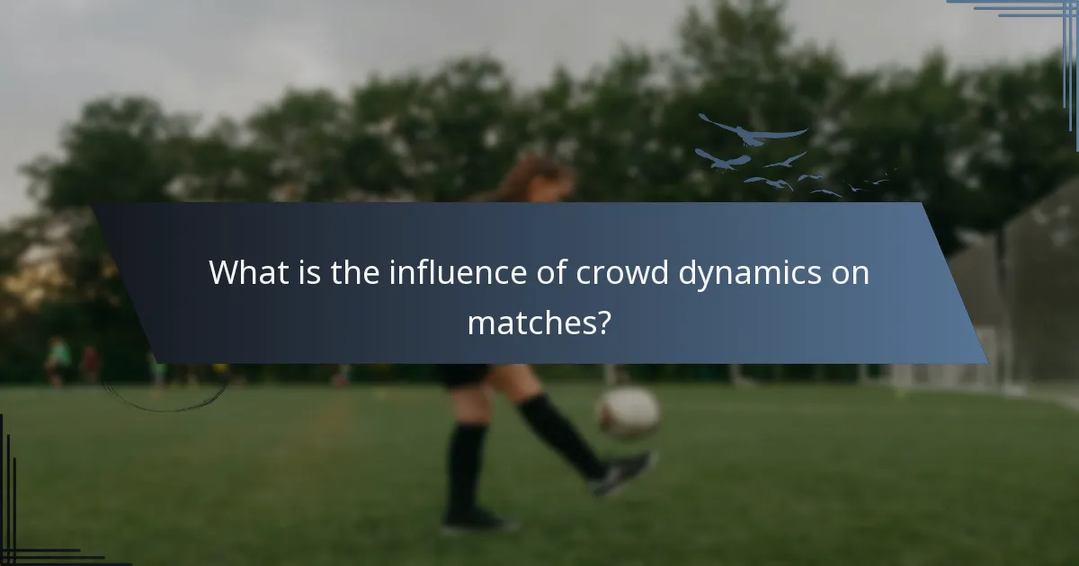 What is the influence of crowd dynamics on matches?