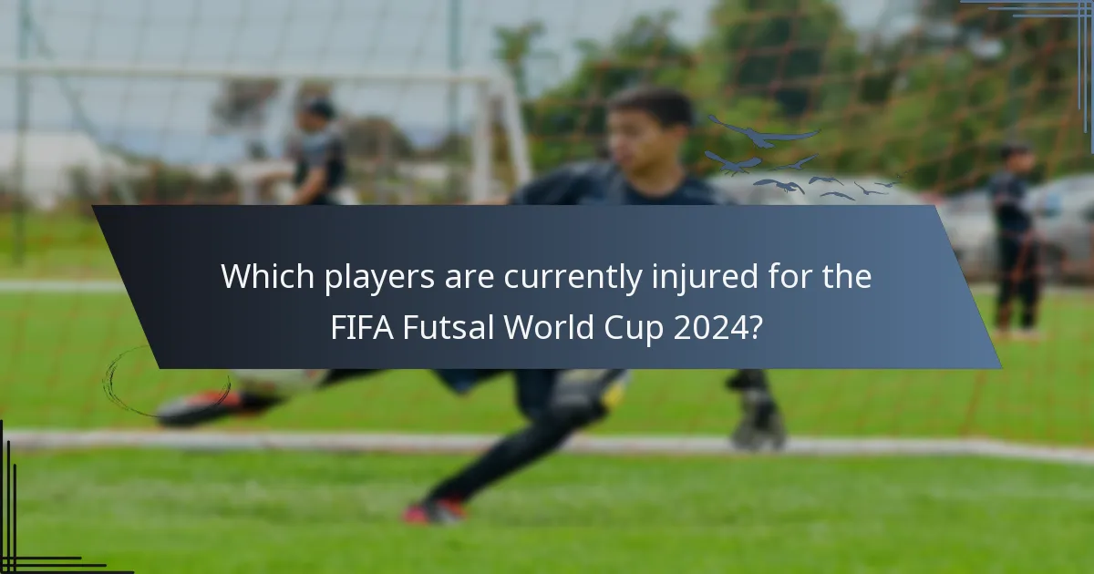 Which players are currently injured for the FIFA Futsal World Cup 2024?